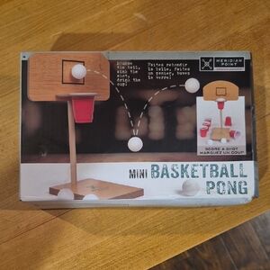 Mini Basketball Pong Game - Brown and Red